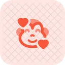 Monkey Smiling With Hearts  Icon