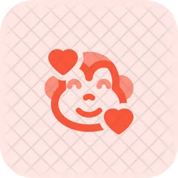 Monkey Smiling With Hearts Emoji Icon