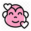 Monkey Smiling With Hearts Icon