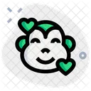 Monkey Smiling With Hearts Animal Wildlife Icon