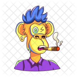 Monkey Smoking  Icon