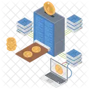Monnaie Numerique BTC Reseau Blockchain Icône