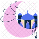 Moon And Mosque Greetings Celebration Icon