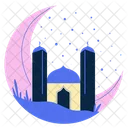 Moon And Mosque Mosque Architecture Icon