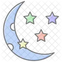 Moon And Stars Lineal Color Icon Icon