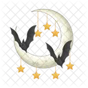 Moon Bat Halloween Horror Icon