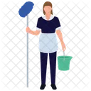 Mopping Girl Housekeeping House Cleaning Icon