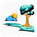 Nature View Morning Scene Forest View Icon