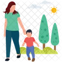 Morning Walk Outdoor Walking Family Time Icon