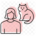 Mother And Cat Color Shadow Thinline Icon Icon