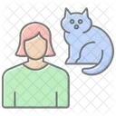 Mother And Cat Lineal Color Icon Icono