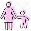 Mother And Child Silhouette Color Shadow Thinline Icon Icon