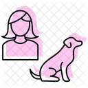 Mother And Dog Color Shadow Thinline Icon Symbol