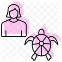 Mother And Turtle Color Shadow Thinline Icon Icon