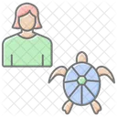 Mother And Turtle Lineal Color Icon Icono