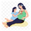 Mother Playing Mother Daughter Pregnant Mother Symbol