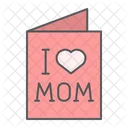 Mothers Day Card I Love Mom Happy Icon