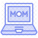 Mothers Laptop Duotone Line Icon Icono