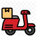 Motorcycle Driver Package Transport Shipping Icon