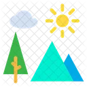 Cloud Sun Tree Icon