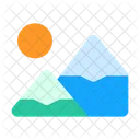 Mountain Summit Sun Icon