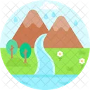 Mountain River River Water Recycle Icon