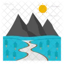 Mountain River Landscape Scenery Landform Icon