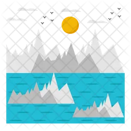 Mountains lake landscape  Icon