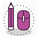 Mouse And Pencil  Icon