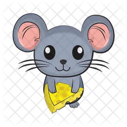 Mouse grey with cheese  Icon