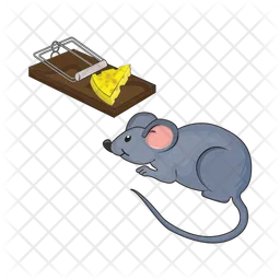 Mouse grey with cheese in mouse trap  Icon