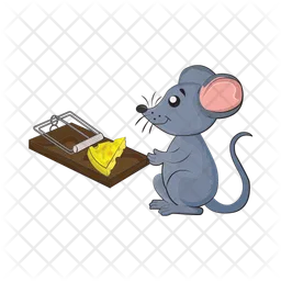 Mouse grey with cheese in mouse trap  Icon