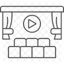 영화 화면 얇은 아이콘 아이콘