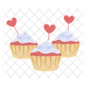 Muffins con adornos de corazones  Icono