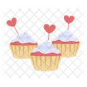 Muffins with heart decorations  Icon