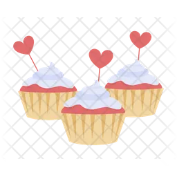 Muffins with heart decorations  Icon