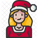 Mujer Santa Hat Caucasico Icono