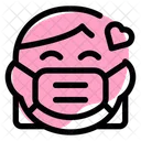 Amor De Mujer Emoji Con Mascarilla Emoji Icon