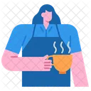 Barista Femenina Sirviendo Cafe Camarera Icono