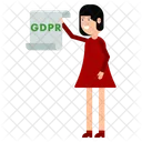 Mujer con el documento GDPR  Icono