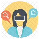 Mujer de negocios con gafas virtuales  Icono