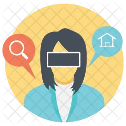 Mujer de negocios con gafas virtuales  Icono