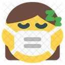 Mujer Durmiendo Emoji Con Mascarilla Emoji Icono