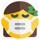 Mujer Durmiendo Emoji Con Mascarilla Emoji Icono