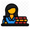 Mujer Estudiante Escribir Educacion Icono