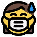 Sudor De Mujer Emoji Con Mascarilla Emoji Icono