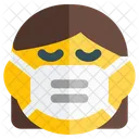 Mujer Triste Emoji Con Mascarilla Emoji Icono