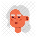 Penteado Com Coque Baixo Mulher Idosa Sorriso Satisfeito Icon