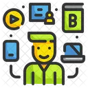 Multi Learning Online Education E Learning Icon