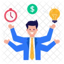 Multiple Tasks Multitasker Efficient Person Icon